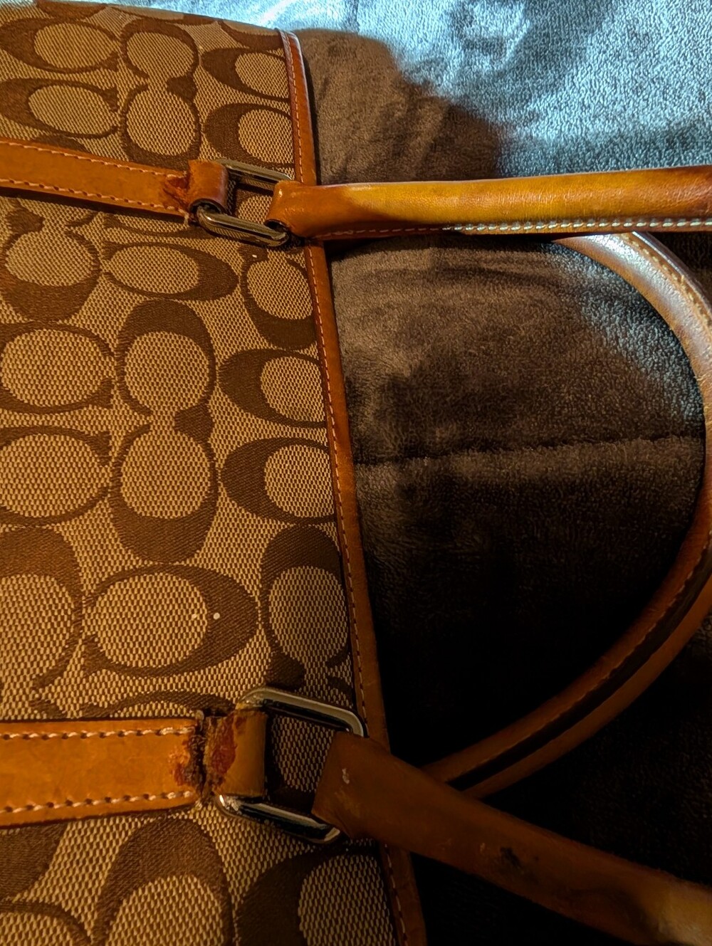 Coach Project 1992 Signature Canvas Tote in Brown and Tan Leather Trim As Is - Picture 13 of 16